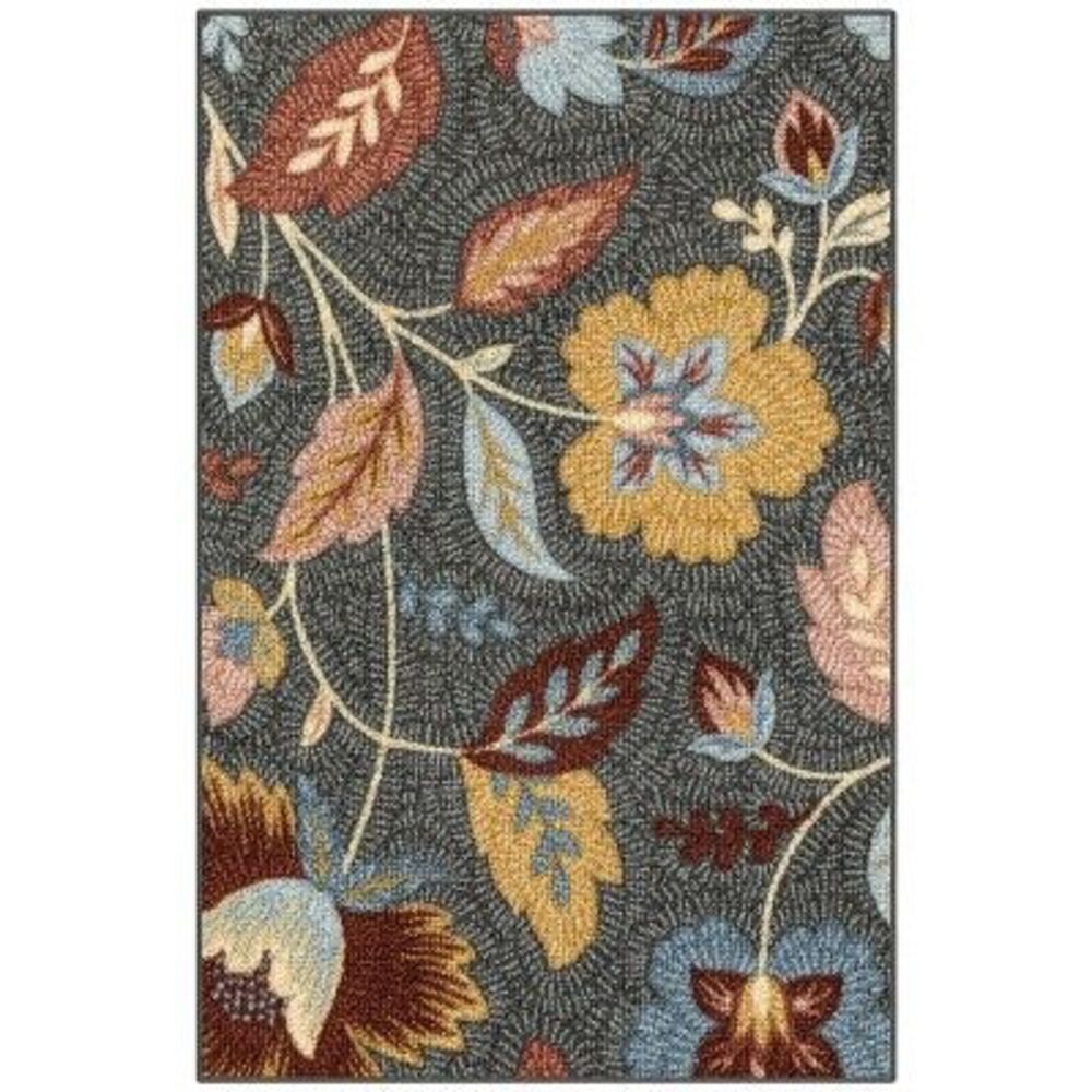 Maples -  2'5"x3'8" Washable Garden Floral Accent Rug Gray